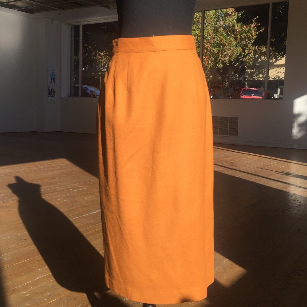 Sag Harbor Warm Pumpkin Spice Wool Medium Length strait skirt with split